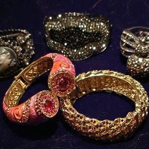 Lot of 14 NEW Crystal & Rhinestone Bangle Bracelets